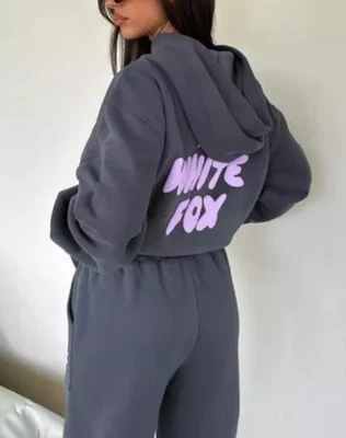 2026Ladies white Boutique fox&Tracksuit Set Hoodie+Pants Foamy Letter Sport Suit