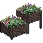 2x Elevated Rectangular Raised Garden Bed Flower Vegetable Grow Planter Care Box