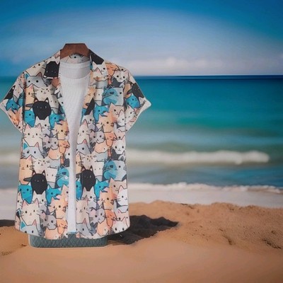 Unisex Cute Casual Daily Wear Short Sleeves HawaIian Style M