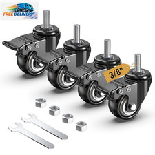 Stem Caster Wheels 2 Inch Total Locking Casters Set of 4, Threaded Stem 3/8" -16