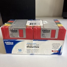 Office Depot 2HD IBM 3.5" Formatted 1.44MB Rainbow Floppy Disks 50 Pieces Sealed