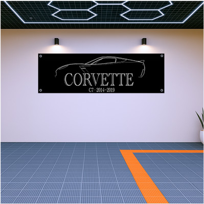 Corvette Banner   71x24in | Garage Decor & Racing Fans