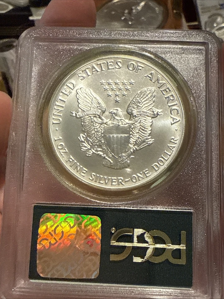 OGH American Silver Eagle 1991 $1 - graduación profesional MS69 - ¡Antiguo soporte verde PQ! Foto 4 de 4