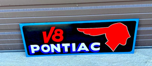 LG Original Art By Hotrodsigns Hand painted Pontiac SIGN CAR OIL GAS SHOP GARAGE