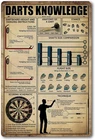 Vintage Darts Knowledge Metal Tin Sign Dart Board Accessories Holder Wall Mount