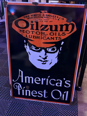 #ad antique style barn find look Oilzum Motor Oil Dealer Service Sales Large Sign $190.00