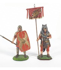 2pc Roman Soldier Lot 54mm Hand Painted Metal Signifer Vexillarius ZA Marked