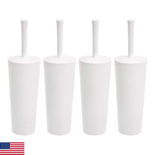 Amazon Basics Toilet Brush and Holder Set, Heavy-Duty Bristle Scrub Brushes with