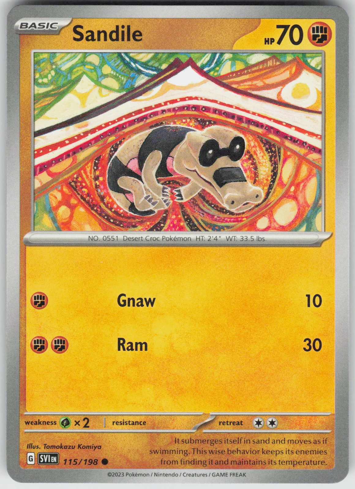 Pokemon Sandile - 115/198 SV01: Scarlet & Violet Base Set Common NM