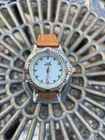 Vtg Timex Indiglo Watch Women 33mm Gold Silver Tone Leather New Battery 1993