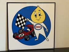 Retro Style Esso Gasoline  Man Makes Cars Run Better  Racing   Garage Sign
