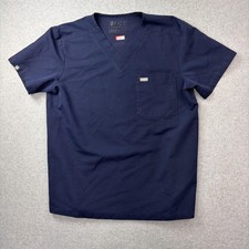 FIGS Scrub Top Mens Medium Navy Blue Technical Collection V Neck Medical Pocket