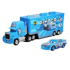 Disney Pixar Cars NO.42 Carl Weathers Mack Hauler Truck+Car 1:55 Diecast Toys~