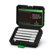 6PCS 3/8-Inch Drive Extra Deep Metric Socket Set, 6 Point, 8mm, 10mm, 11mm, 1...