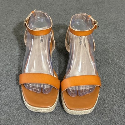 Just Fab Jewel Sandals Size 8.5 Brown/Orange Ankle Wrap Strap/Buckle NWOB