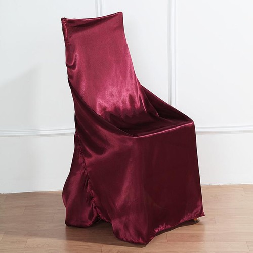 6 Burgundy SATIN UNIVERSAL CHAIR COVER for Wedding Banquet Reception Decorations - Picture 7 of 8