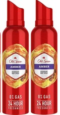 Old Spice Amber Deodorant Body Spray 24 Hour Fresh Perfume No Gas 140ML Set Of 2