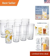 Luxury Plastic Tumblers Set of 12 - 32 oz Shatter-Resistant Dishwasher Safe
