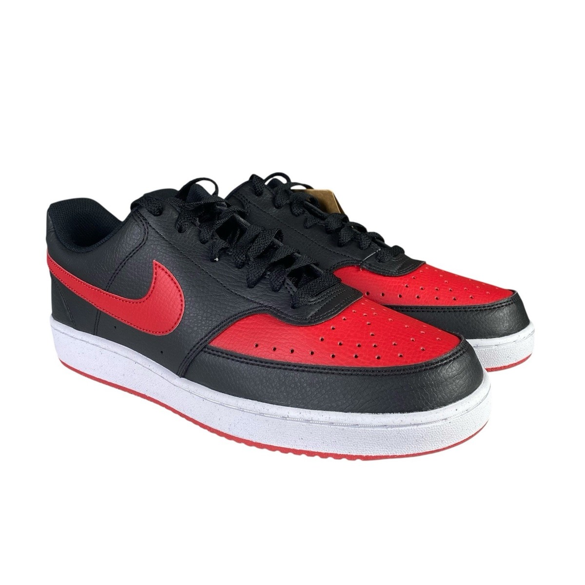 Nike Men's Court Vision Low FJ0685-010 Black Red Athletic Shoes