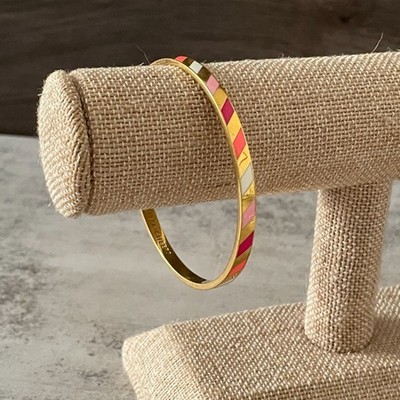 Kate Spade Three Cheers Earn Your Stripes Enamel Idiom Bangle Bracelet 2.75''D