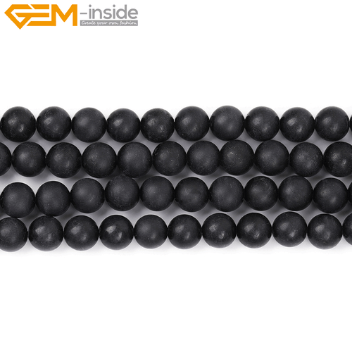 Natural Gemstone Frost Matte Black Tourmaline Loose Beads For Jewelry Making 15" - Picture 30 of 43