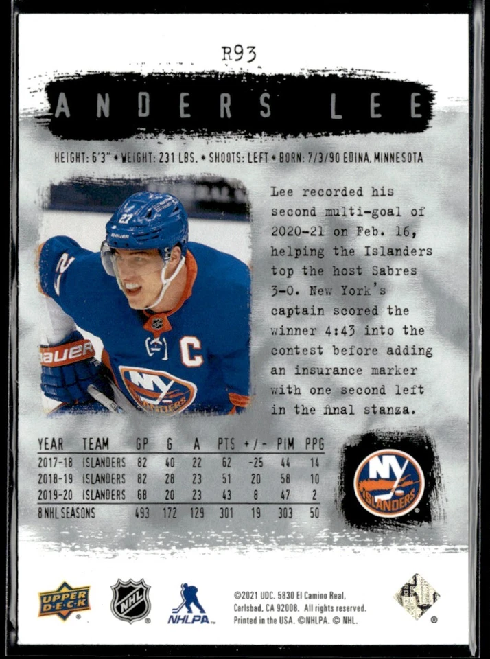 2020-21 SP Authentic 2000-01 Retro Anders Lee #R93 H8R4E - Image 2 of 2