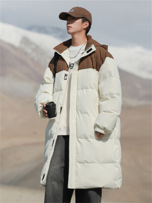 Men's Warm Winter Cotton Down Jacket Puffer Jacket Casual Button - Main Image