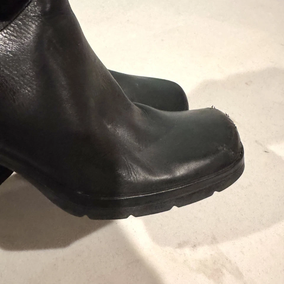 Botas Enzo Angiolini Lodes Cuero Punta Cuadrada Tacón Grueso Negras Talla 10 Foto 4 de 4