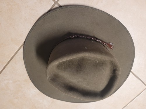 Authentic Australian Akubra - Military Slouch Hat - Khaki Fur Felt - Size 7 1/8 - Picture 7 of 19