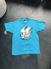 Vintage Picowsso Picasso Art Parody Shirt XL Teal Cow Painting Joke Funny