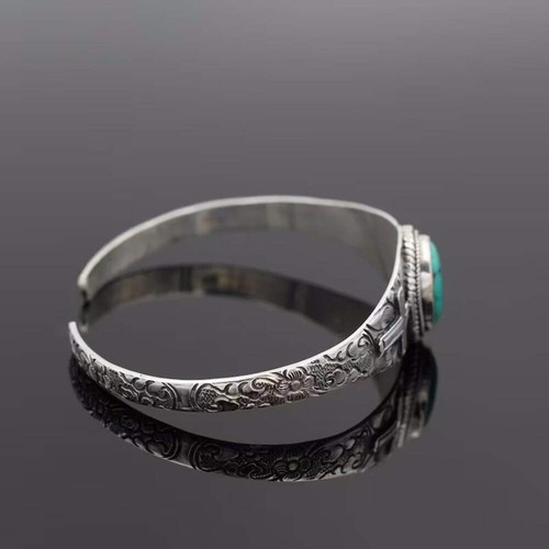 Damen Religiös Schmuck Accessoire Vintage geschnitztes Kreuz Armband mit Türkis - Bild 3 von 6
