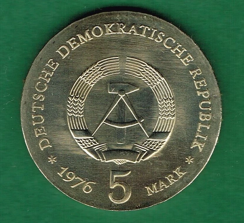 A.S.S DDR 5 Mark Gedenkmünze Ferdinand von Schill 1976 J: 1559 stgl bfr - Bild 2 von 2