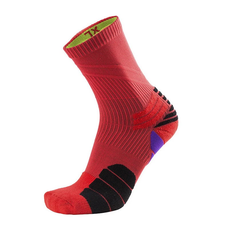 2 Pairs Pro Basketball Running Jogging Fitness Gym Sports Ankle Socks Black Red - Image 3 of 4
