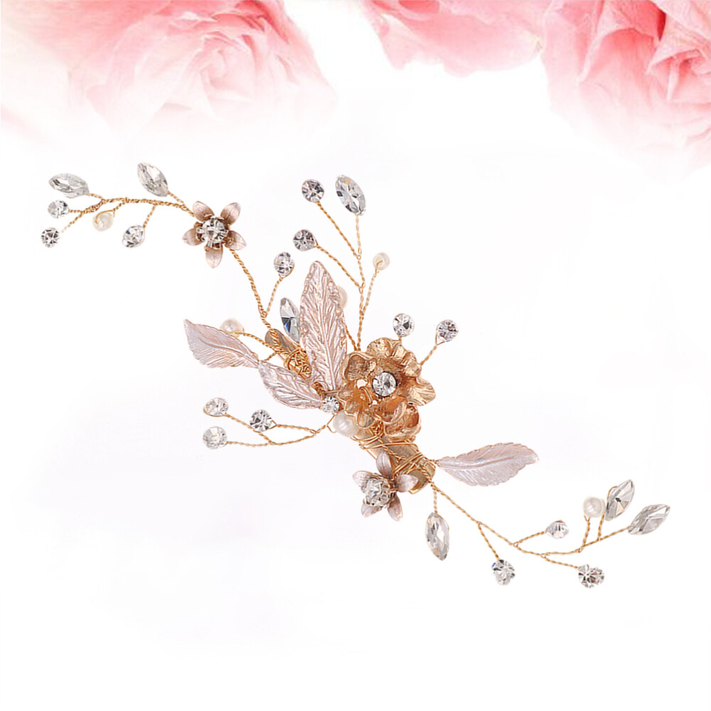 TseenYi Kristall Blume Haarspange - Strass Hochzeitsclip Gold Mit Transparentem Kristall