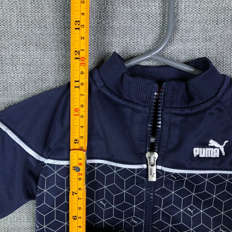 彪马运动夹克男孩 0 6 个月蓝色几何全拉链 — 第 3/4 张图片