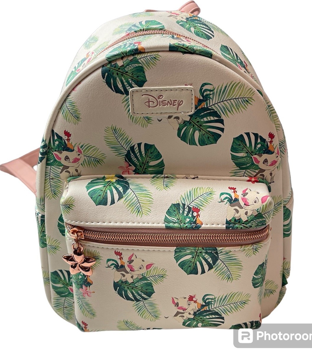 DISNEY Loungefly Moana Pua Hei Hei All Over Leaves Pattern Mini