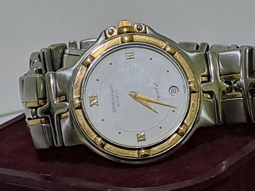 RAYMOND WEIL GENEVE PARSIFAL 9190 QUARTZ 18 SOLID GOLD/STEEL DATE SWIS MEN WATCH