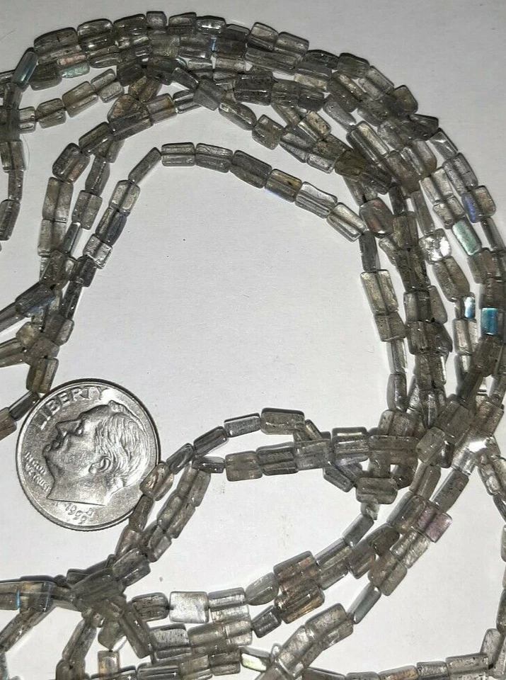 Irregular Labradorite Rectangle Beads 75+/- per strand - Very Flashy! - Image 2 of 3