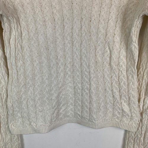 Talbots Cream Cable Knit V-Neck Knitted Jumper Women's Size Medium M - Imagen 5 de 8