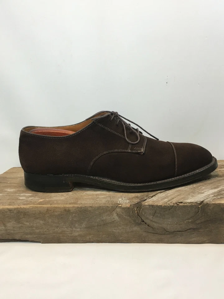 MEN BROOKS BROTHERS BROWN SUEDE LEATHER CAP TOE DERBY SHOES SZ 10.5 D MADE USA - Image 4 of 4