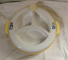 Raggedy Ann and Andy Divided Baby Feeding Dish Warmer Plastic Vintage