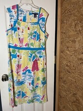 Beach Vacation Tropical Vintage Print Sun Dress Size 8 Sundress