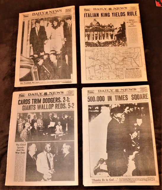 4 HISTORIC NEWSPAPERS FROM THE MOST IMPORTANT EVENTS OF THE 20TH