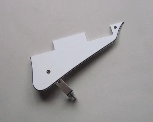 White 3 Ply LP Guitar Pickguard Scratch Plate with Chrome Bracket Fits Les Paul