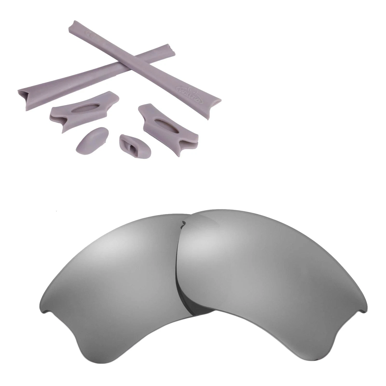 Walleva Titanium Polarized Lenses And Grey Rubber Kit For Oakley Flak Jacket XLJ