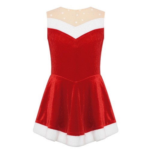 Kids Girls Ballet Dance Dress Flannel Santa Claus Costume Ice Skating Dancing - Picture 10 of 30