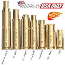 7 IN 1 Red Laser Bore Sight Kit Brass Bore Sighter Sighting Tool w/ 24 Batteries