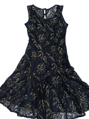 Lady's Bebop Black And Gold Lace With Lining X Small Cocktail Dress | eBay