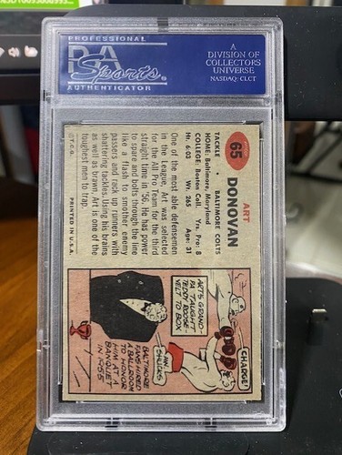Graded PSA 8 NM - MT 1957 Topps - Art Donovan - #65 - Picture 2 of 2