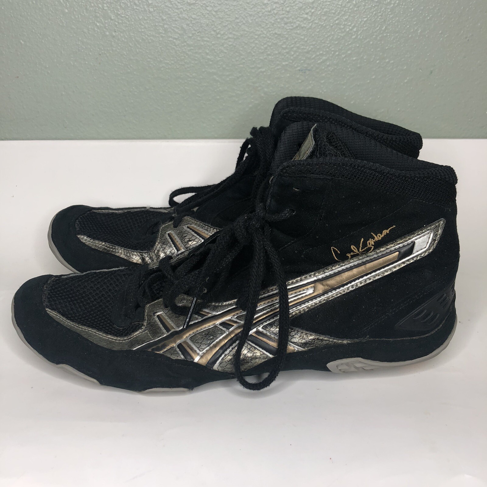 Asics Cael JY700 Gold Black Gray Cael Sanderson Wrestling Shoes Men